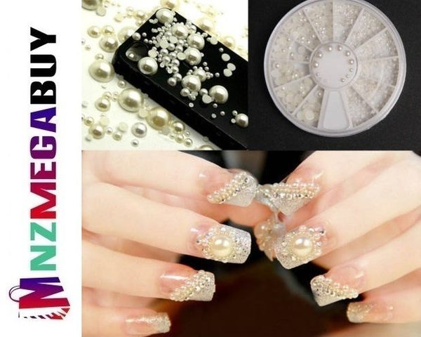 3D Fashion White Nail Art Tips Pearl DIY Decoratio*Nail  -- Pearl White "