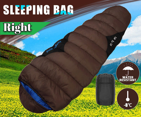 Camping Mummy Sleeping Bag Single  -8°C *Coffee *