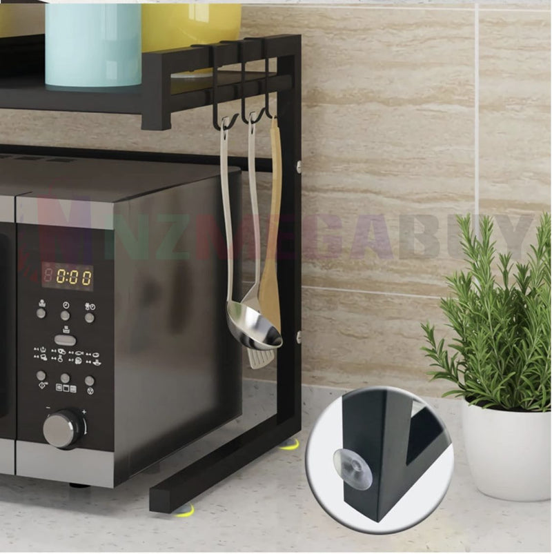 Microwave Shelf Holder * Kitchen Organiser Adjustable Metal Shelving Rack *Black