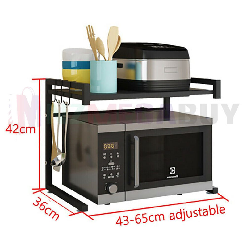 Microwave Shelf Holder * Kitchen Organiser Adjustable Metal Shelving Rack *Black
