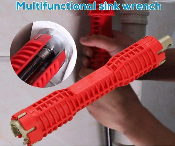 Faucet and Sink Installer Wrench Anti-Slip Handle Double Head Wrench Tool*Red