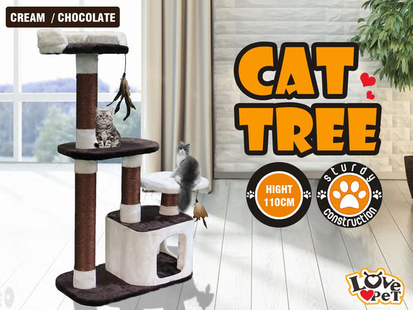 Cat Scratching Post Tree - Chocolate & Cream