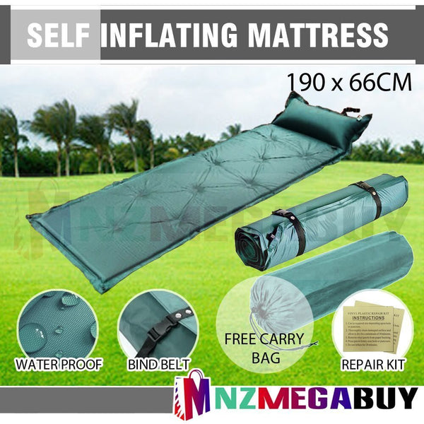 Self Inflating Camping Mattress  with Pillow GREEN