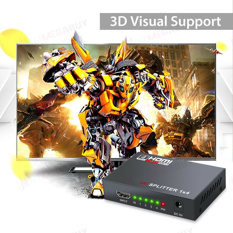 1 in 4 Out HDMI Splitter Full Ultra HD 1080P 4K/2K 3D PC STB PS3 V1.4 Powered