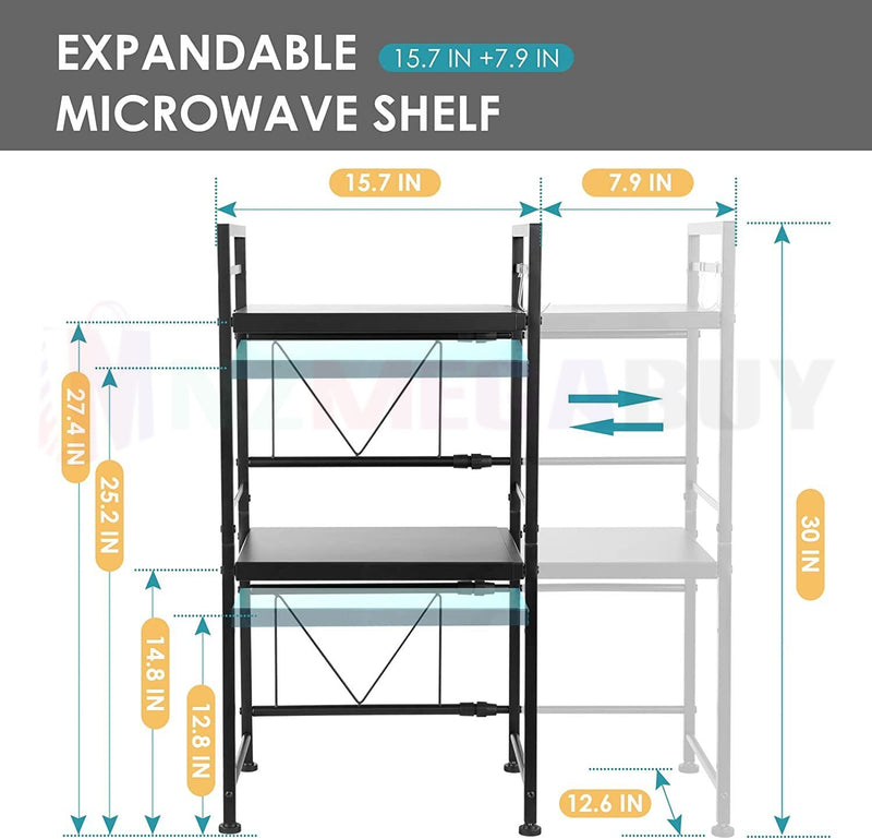Microwave Shelf Holder *Black 3 Tier Expandable