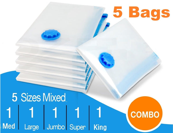 5pc Vacuum Bags, Storage saver bag 5 sizes Mixed