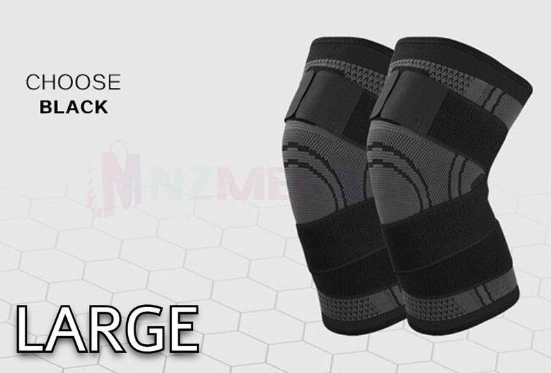 1 pair Knee Brace Elastic Sleeve Support (Black) * 3 Sizes