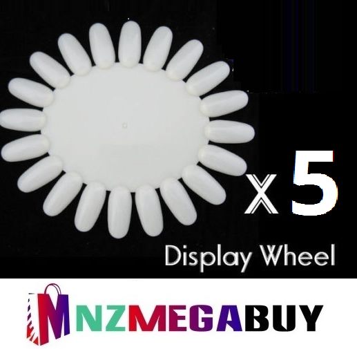5 x Nail Art Tips Practice Polish Gel Display Round Wheel*Nail ACC—Wheel040 x 5pc, white "