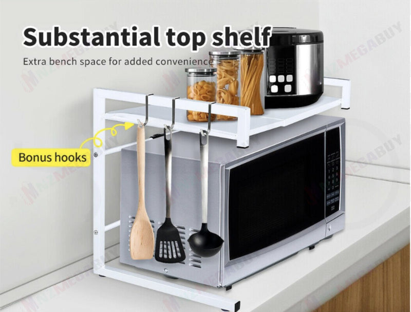 Microwave Shelf Holder * Kitchen Organiser Adjustable Metal Shelving Rack *White