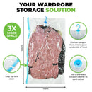 Hanging Vacuum Space Saver Bags Storage Wardrobe Hanger Dust Cover * 105 CM