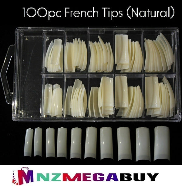 Nail tips, french tips, 100pcs Natural French Acrylic False Full Nail Tips