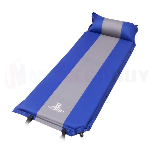 Self Inflating Single Camping Sleeping Mattress Air Bed Hiking Blue