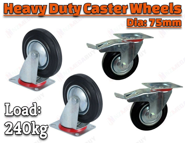 Swivel Castor Caster 75mm Transport Rolling Wheel Set