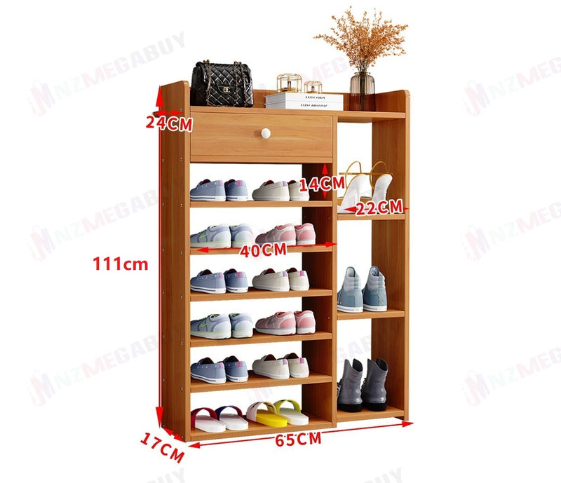 10 Tiers Wooden Shoe Rack Cabinet "Brown"