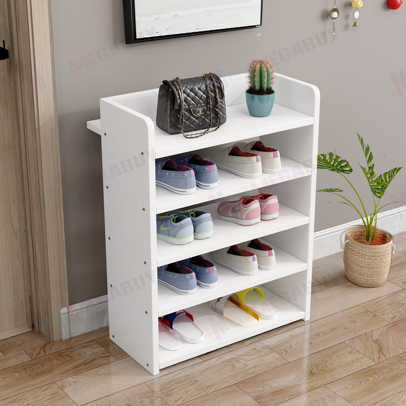 5 Tiers Wooden Shoe Rack Cabinet "White"