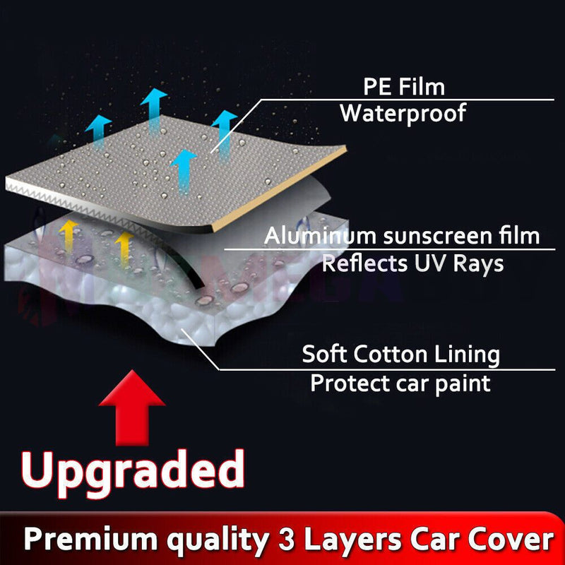 Full Car Cover 3 Layers Aluminum Waterproof Rain UV Resistant Protect *5 Sizes