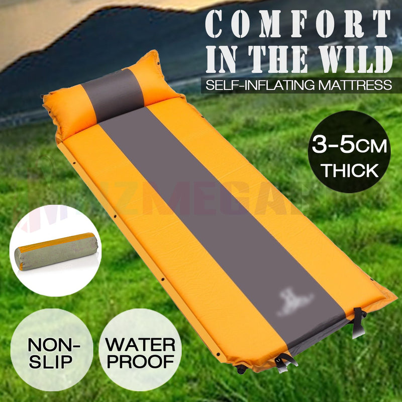 Self Inflating Single Camping Sleeping Mattress Air Bed Hiking Orange