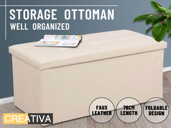 Portable Ottoman Storage 76cm "Cream"
