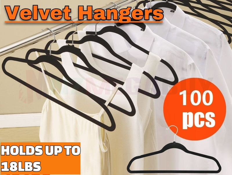 Black Nonslip  Velvet Hangers Coat Cloth