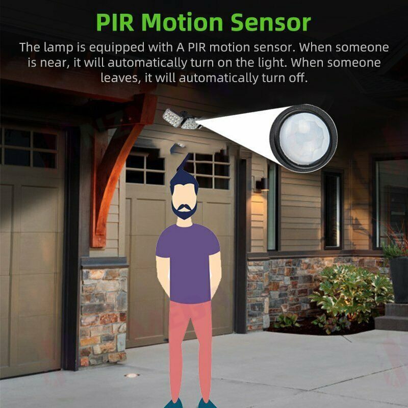 3 head 138LED Motion Sensor Light Outdoor Garden Wall Security