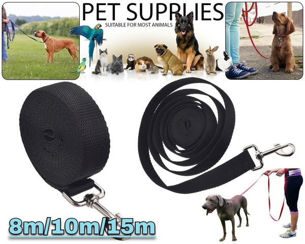8/10/15M  Long Dog Pet Puppy Training Obedience Recall Lead Leash(Black)*3 Sizes