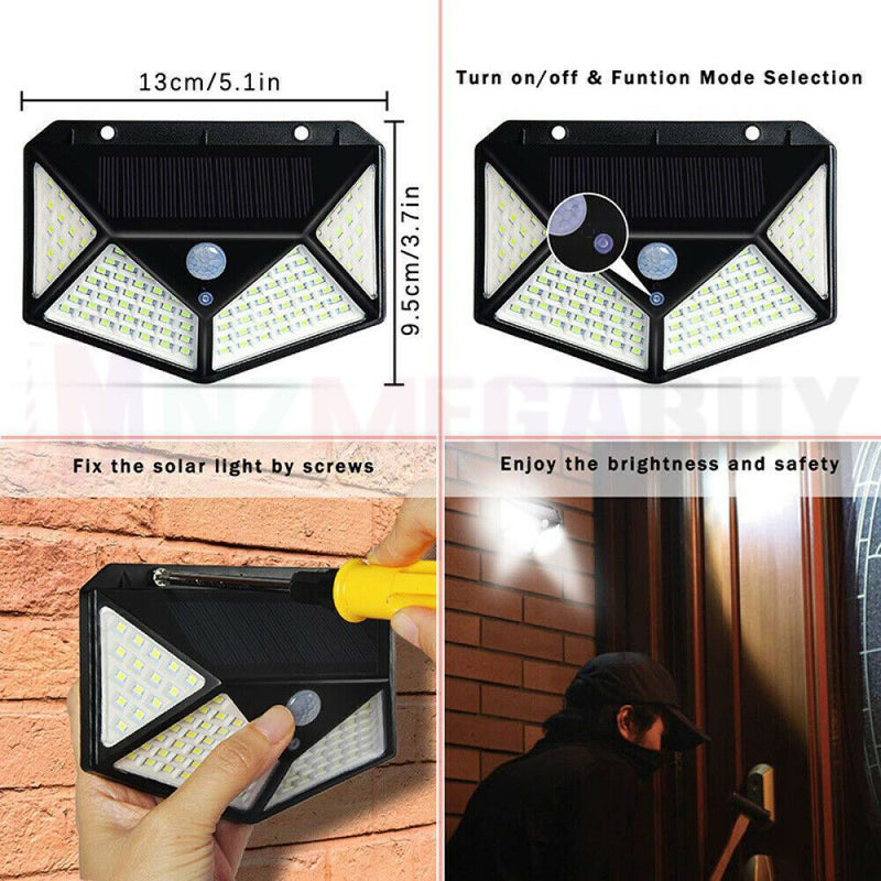 100 LED Solar Power Motion Sensor Light Outdoor Security Garden Waterproof