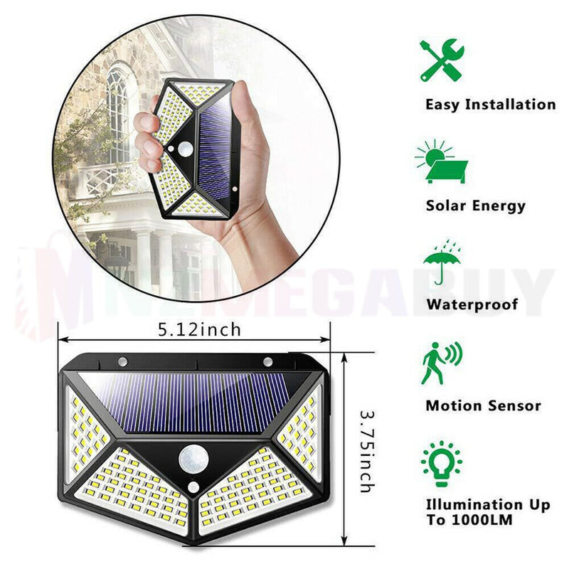 100 LED Solar Power Motion Sensor Light Outdoor Security Garden Waterproof