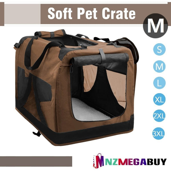 LOVEPET® Dark Brown * Dog Travel Cage Collapsible Soft Pet Dog Crate cage Travel * M/L/XL