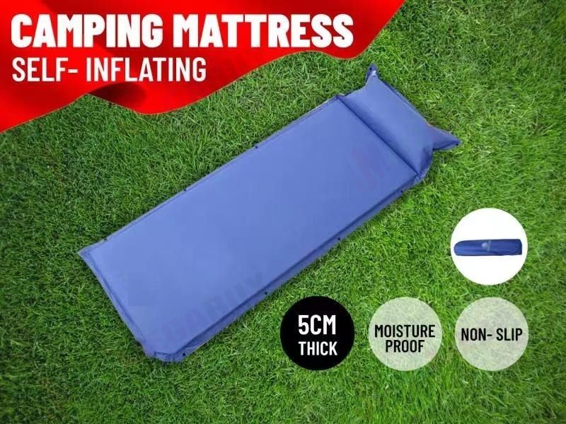 Self Inflating Single Sleeping Mattress Mats Pad Air Bed Camping Hiking* Black