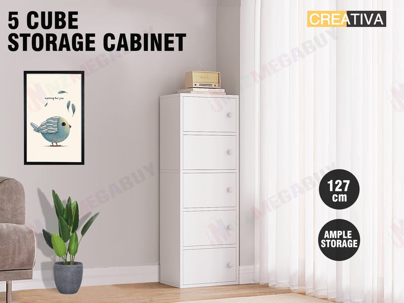 CREATIVA  Cabinet Storage Tall Slim Furniture Cupboard 152cm*Cabinet ----  D01, White 6*