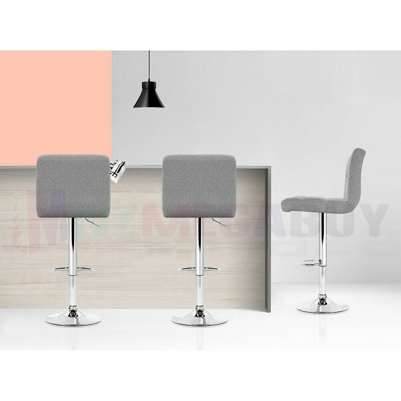 Fabric Bar Stools NOEL Kitchen Chairs Swivel Bar Stool Gas Lift Grey *2pcs , 4 pcs