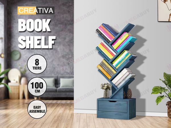 Display Shelf Bookshelf 8 -Shelf Tree Book Storage Rack Bookcase * Lake Blue
