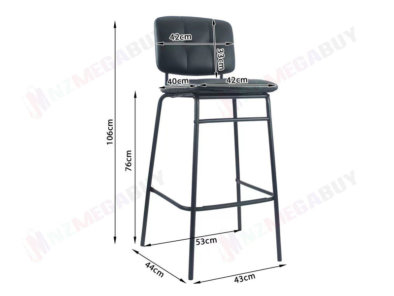 Bar Stools PU Kitchen Cafe Bar Stool Chair Iron Leg Black*2 Pcs & 4 Pcs