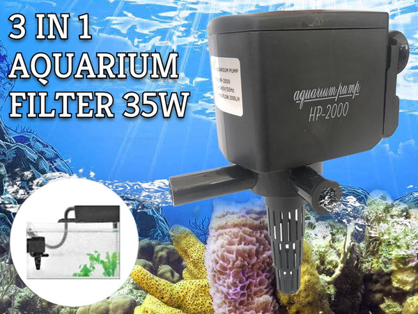 3-in-1 Aquarium Fish Tank Powerhead Wave Purifier Filter Oxygen Water Pump