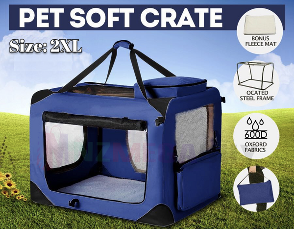 Collapsible Soft Dog Crate cage Travel *Navy Blue* 6 Sizes