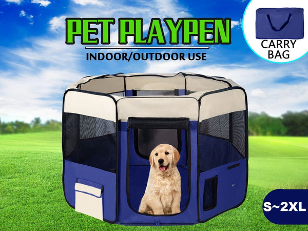 Pet Playpen Soft Crate Cage Portable * Blue *4 Sizes