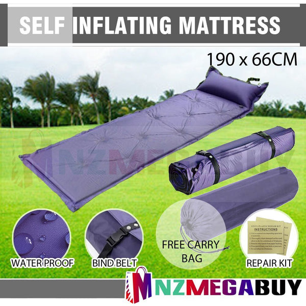 Self Inflating Camping Mattress with Pillow Blue