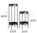 Plant Stand Metal  2 Tiers 80CM* Black