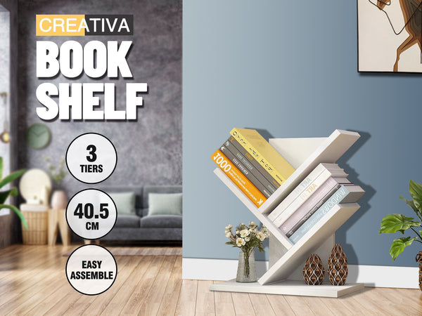 Display Shelf Bookshelf Tree Book Storage Rack Bookcase white * 2 Sizes