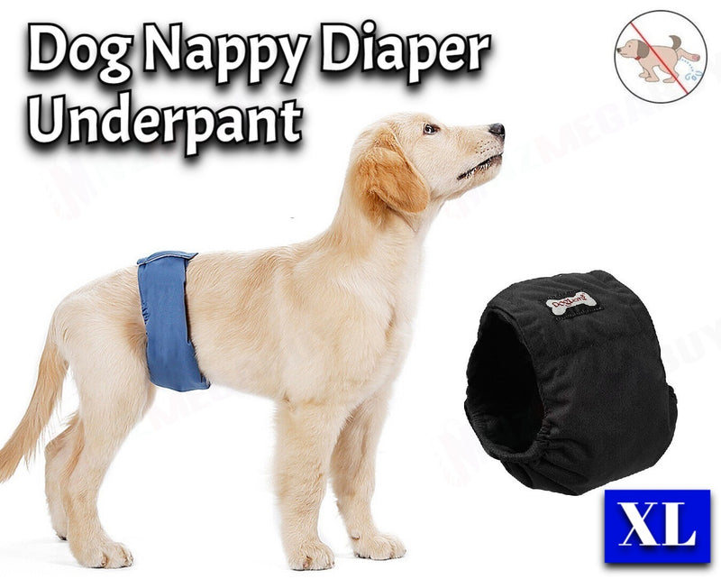 Dog Puppy Nappy Diaper Belly Wrap Sanitary pants / 5 Sizes Black