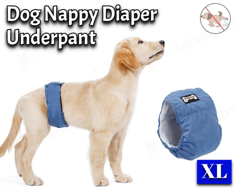 Dog Puppy Nappy Diaper Belly Wrap Sanitary pants /  5 Sizes  Blue