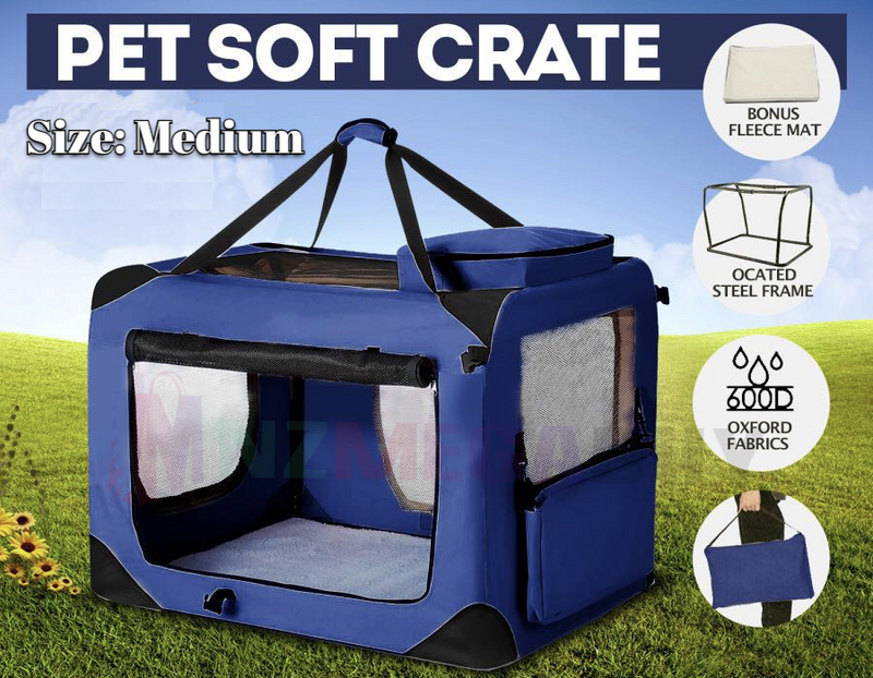 Collapsible Soft Dog Crate cage Travel *Navy Blue* 6 Sizes