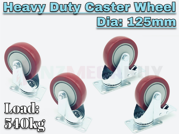 Swivel Castor Caster 125mm Transport Rolling Wheel Set