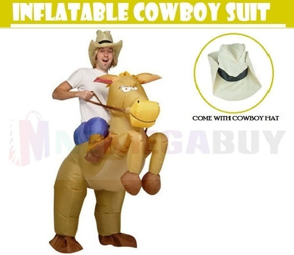 COWBOY Fancy Dress Inflatable Costume Suit with hat