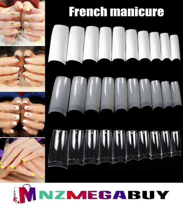 Nail tips, french nail tips, 100PC White Acrylic  French FALSE NAIL ART TIPS* Nail Tips --  French White , 0204, small