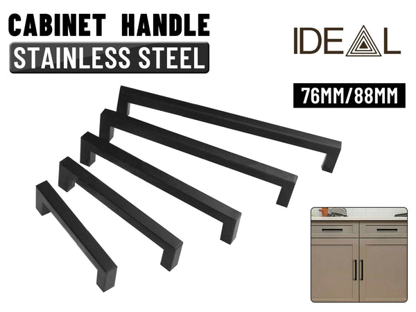Kitchen Cabinet Door Handles Stainless Steel * Black 7 Sizes