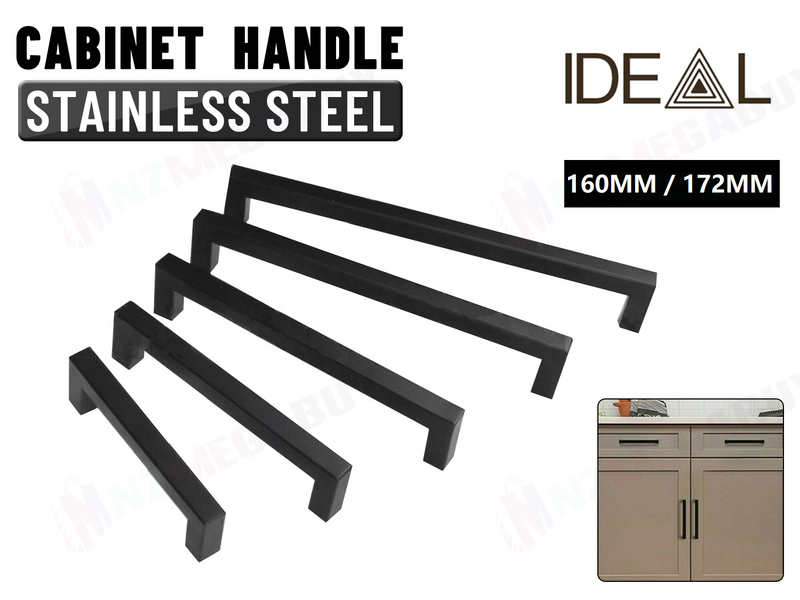 Kitchen Cabinet Door Handles Stainless Steel * Black 7 Sizes