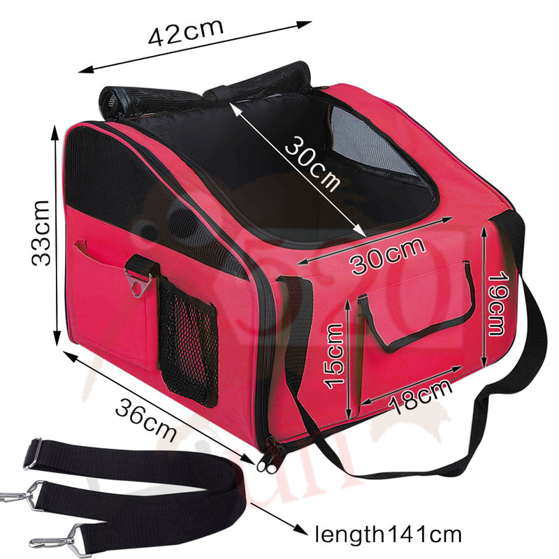 Pet Carrier Dog Car Booster Seat Travel Bag * Red *3 Sizes