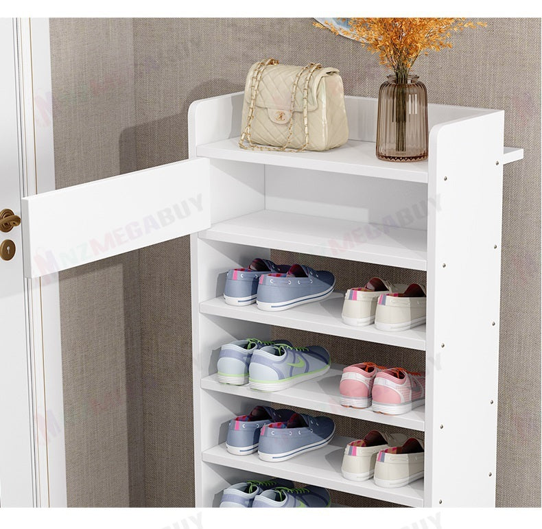 10 Tiers Wooden Shoe Rack Cabinet "White"