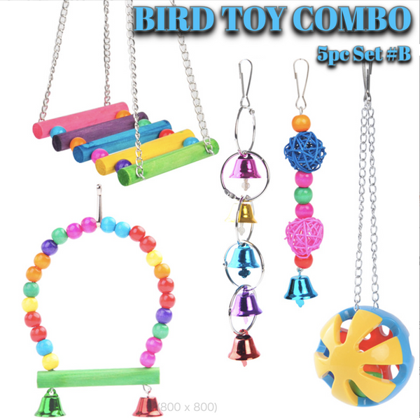 Bird toys parrot toys hanging swing ladder 5pc Combo